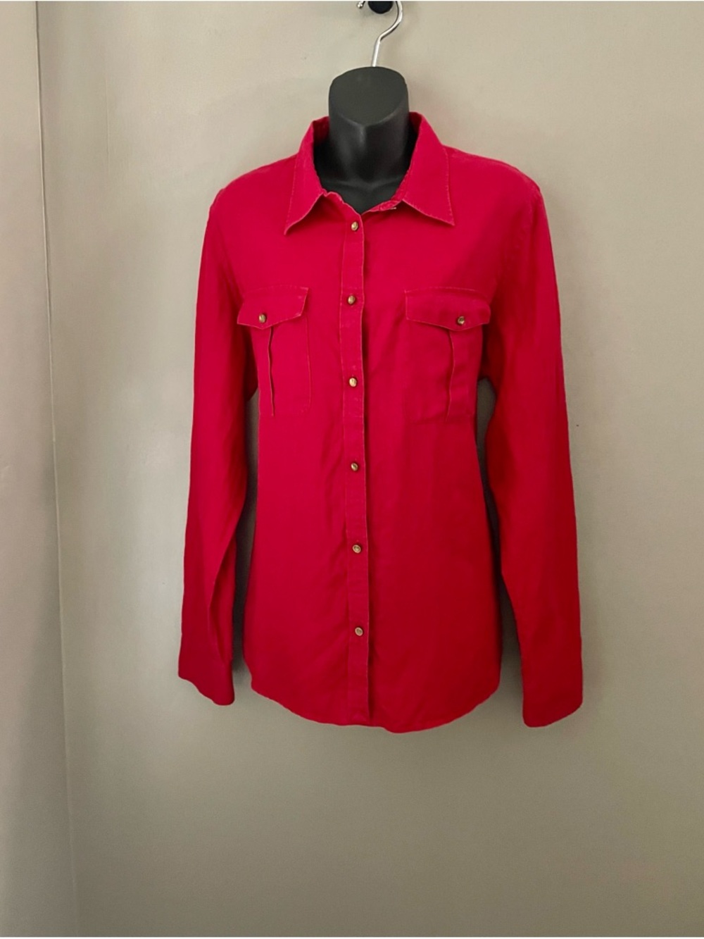 Ralph Lauren Red Linen Button Down Shirt
